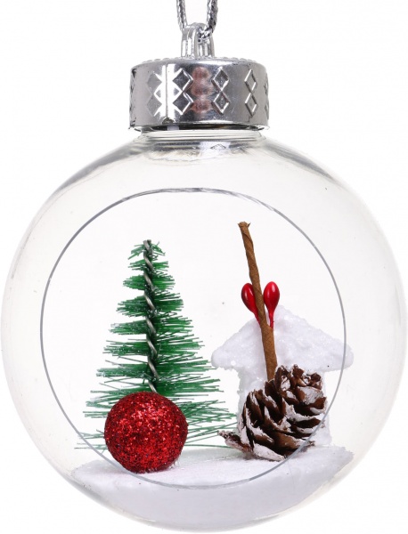 Декоративна підвіска куль із декором 8 см 2 шт. прозорий NY21126