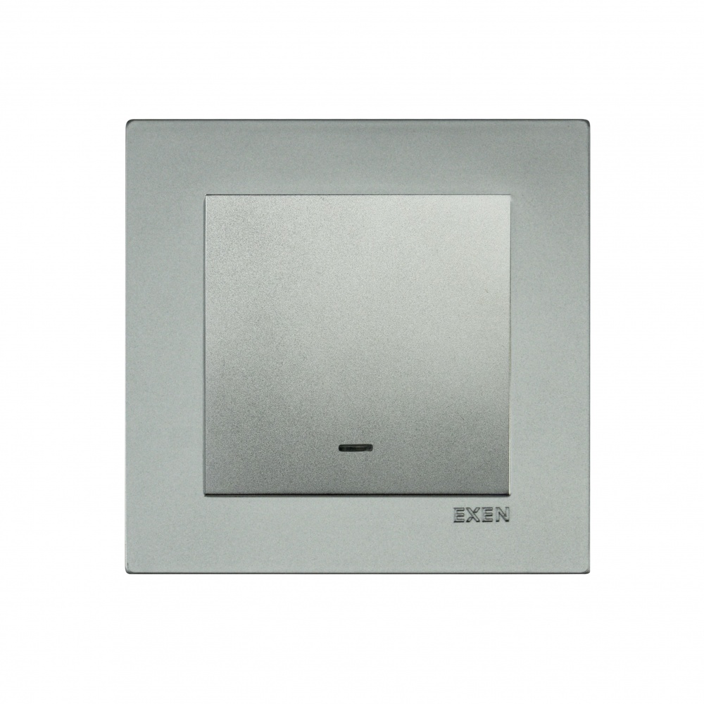 Вимикач кнопковий одноклавішний EXEN Karell з підсвіткою срібло 290-001002-201