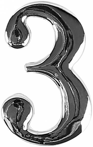 Цифра 3 цинк хром 45 мм Larvij LNZ4 CP #3
