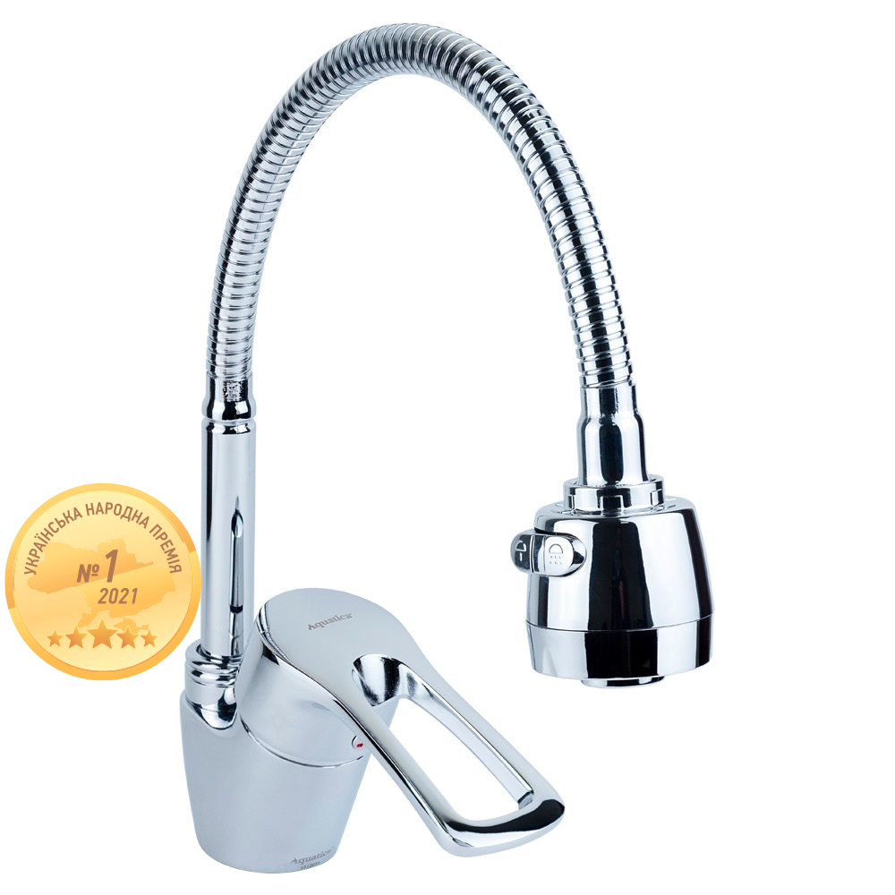 Смеситель для кухни Aquatica ML 40 мм гусак гофрированный на гайке (9746120)