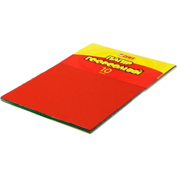 Папір кольоровий гофрований 10 аркушів 10 кольорів Тікі