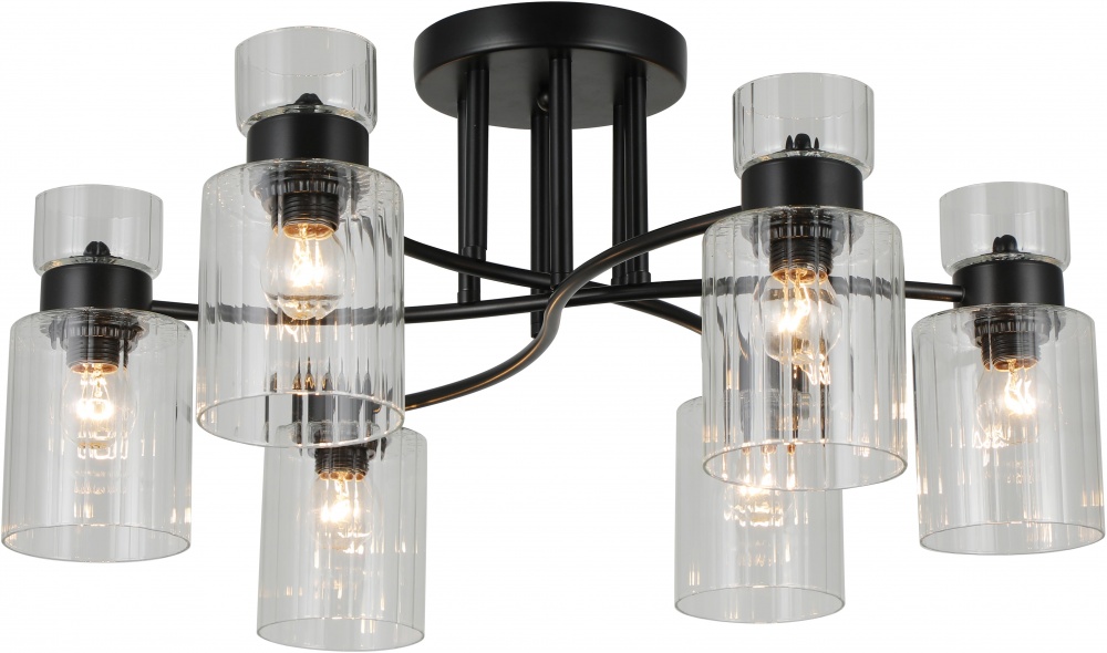 Люстра стельова Sensio Sculptor 6x40 Вт E27 чорний/прозорий ALG-07555/6-Bl
