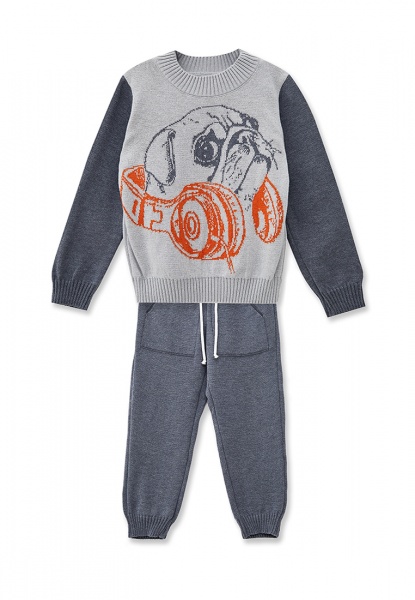 Костюм детский ART KNIT Мопс р.116 сірий із малюнком 