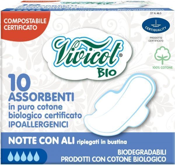 Прокладки гігієнічні Vivicot Bio з крильцями 10 шт.