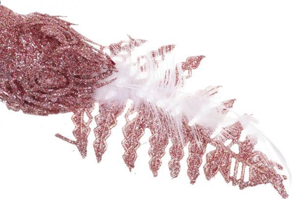 Декорация новогодняя Птичка 14 см розовая с белым EPI-EYJY14255-2 