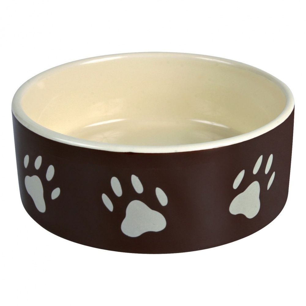 Миска Trixie для котів керамічна коричнева з лапками, 12 см, 0.3 л