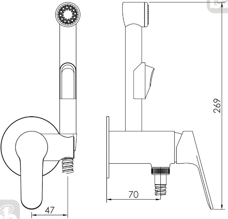 Гигиенический душ Imprese RUBIN скрытого монтажа, хром