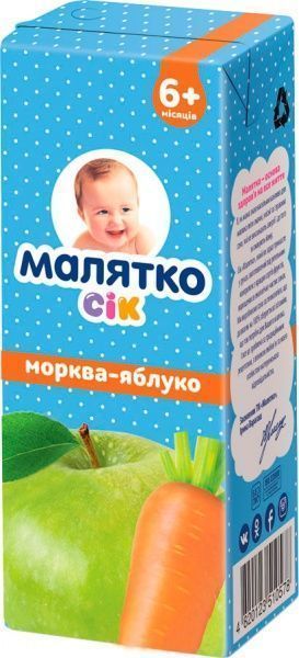 Сік Малятко Морква-яблуко 200 мл