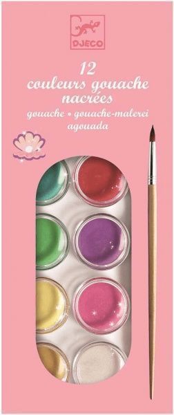 Краски акварельные Djeco 12 цветов с перламутром