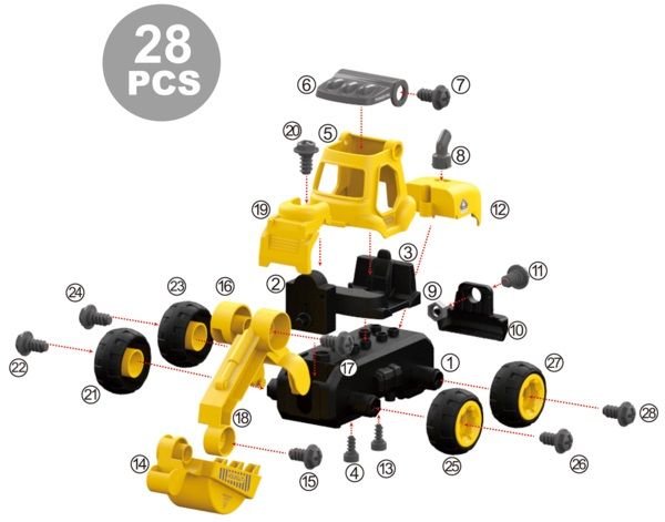 Игровой набор DIY Spatial Creativity Конструктор Экскаватор с электрическим двигателем CJ-1365027