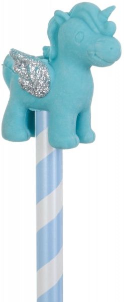 Олівець чорнографітний із гумкою Єдиноріг з крилами блакитний