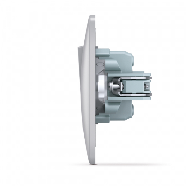 Выключатель перекрестный одноклавишный Videx Binera без подсветки серебряный шелк VF-BNSW1I-SS