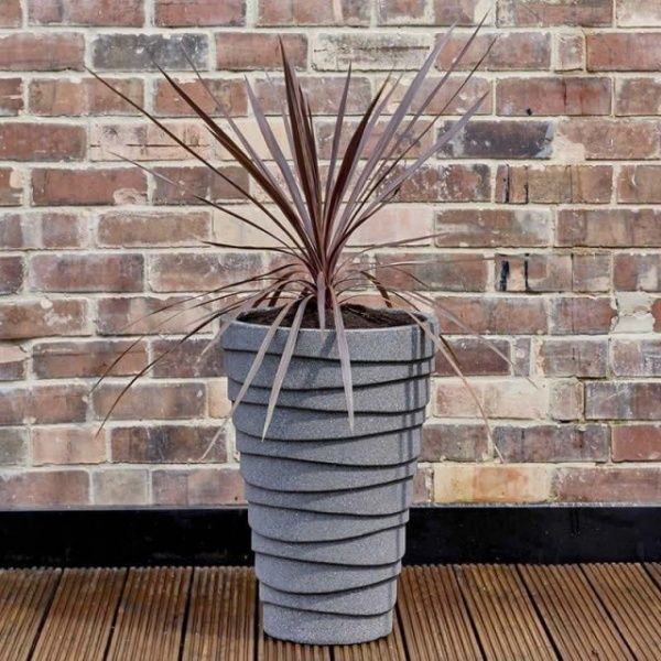 Горщик пластиковий Троян середній 38х56см круглий 33л сірий 