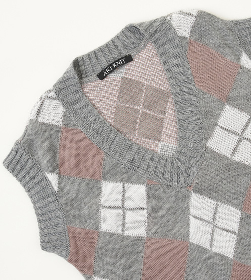 Жилет для девочки ART KNIT Ромб р.128 серый 26294 