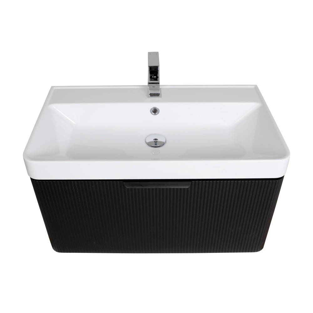 Тумба подвесная Aqua Rodos Frost Black с умывальником Deep 75 см (АР000127940)