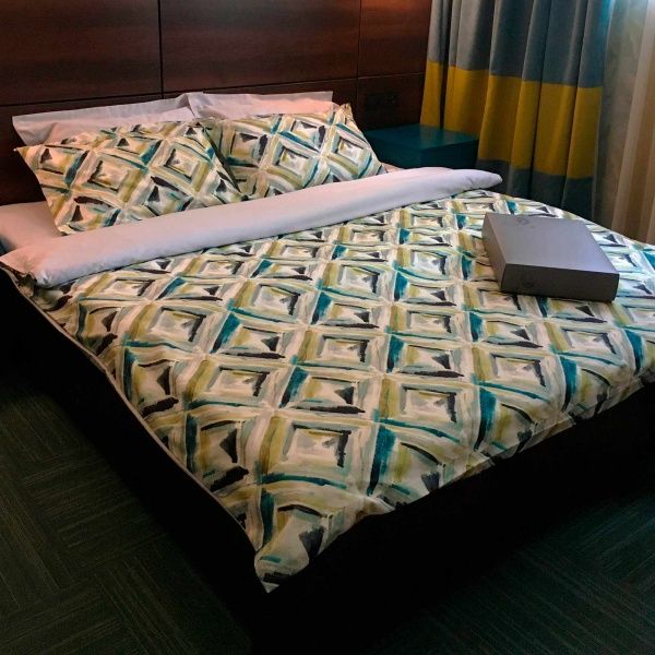 Комплект постельного белья Digitale Style евро зеленый с серым Прованс 