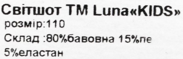 Свитшот Luna Kids 2 р.104 серый меланж 