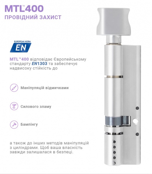Цилиндр Mul-T-Lock MTL400/ClassicPro 4867 40x40 ключ-вороток 80 мм никель сатин