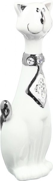Статуэтка Белый кот в стильном галстуке HY21095-1