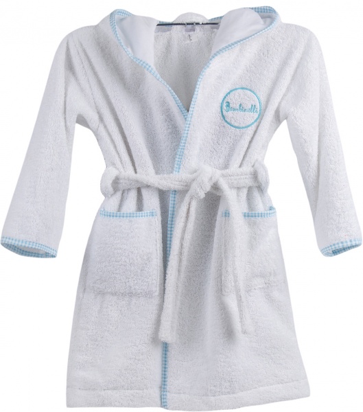Халат детский для мальчика Bambinelli с капюшоном р.110 белый 