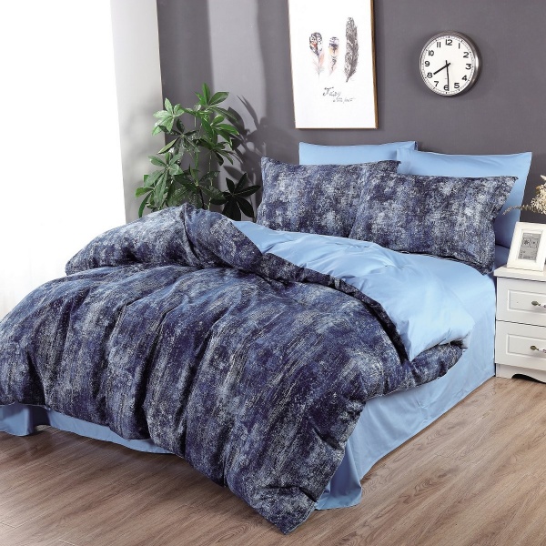 Комплект постельного белья семейный синий с принтом Word of Dream 