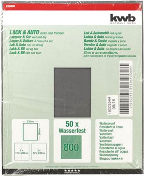 Наждачний папір KWB Р800 230x290 мм 830800