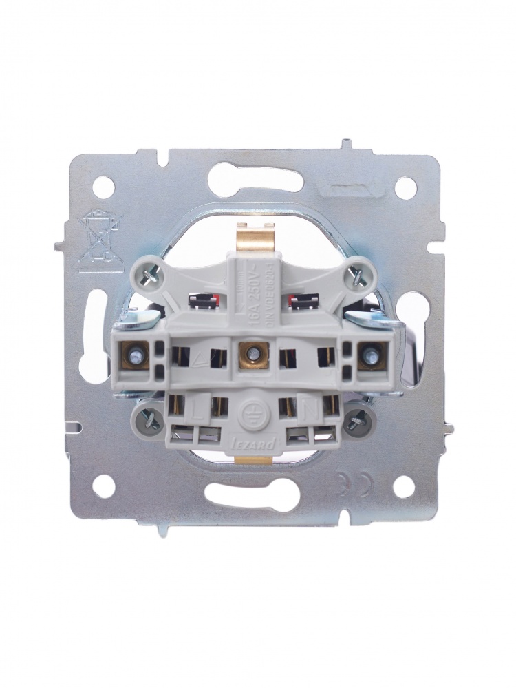 Розетка 1 із заземленням Lezard Vesna IP20 білий 742-0288-124B