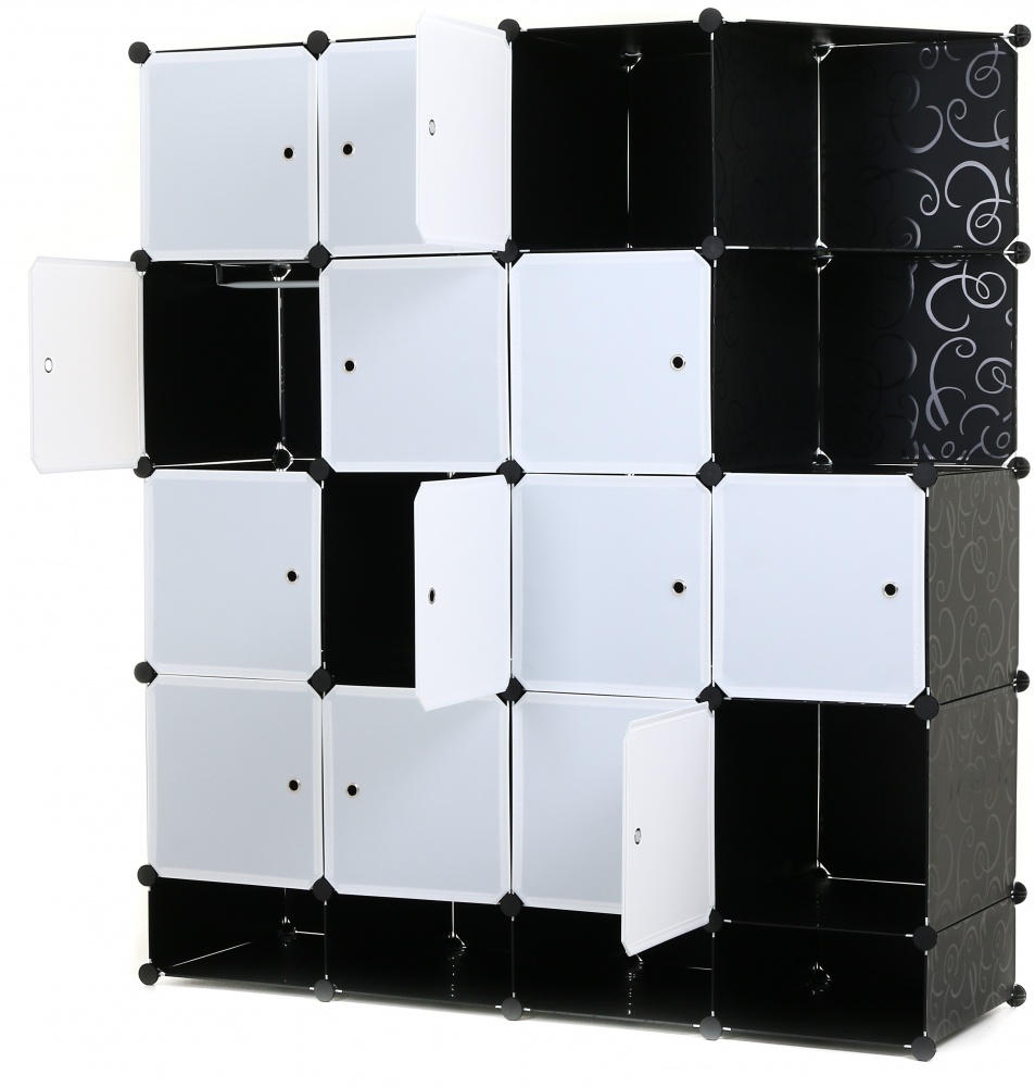 Шафа складна пластикова сubes storage 1460х1675х470 мм чорний з білим