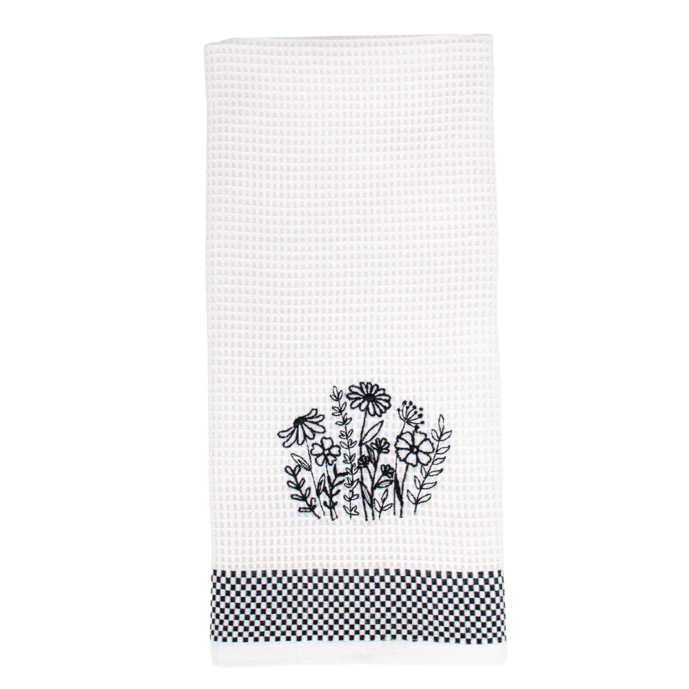Рушник вафельний з вишивкою Квіткова поляна 50x70 см BILTEX білий із малюнком