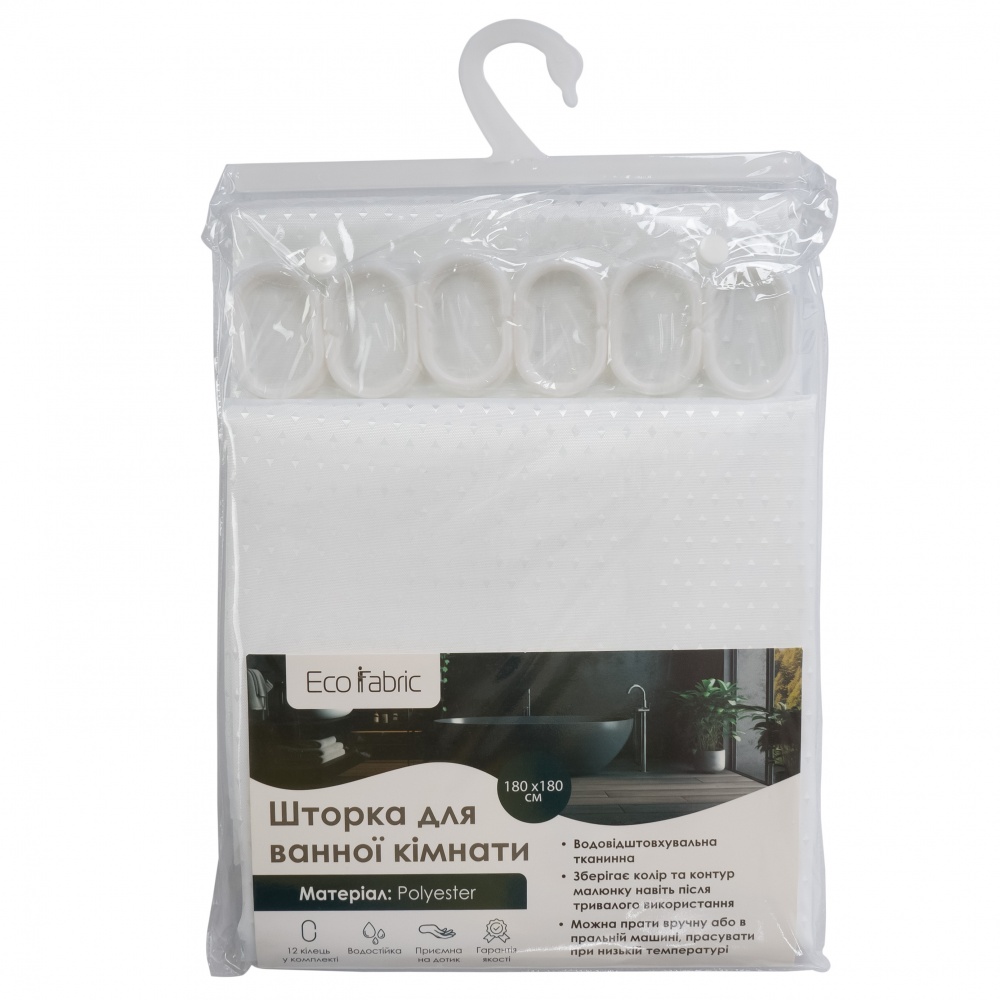Шторка для ванны Eco Fabric Пика 180х180 см белый