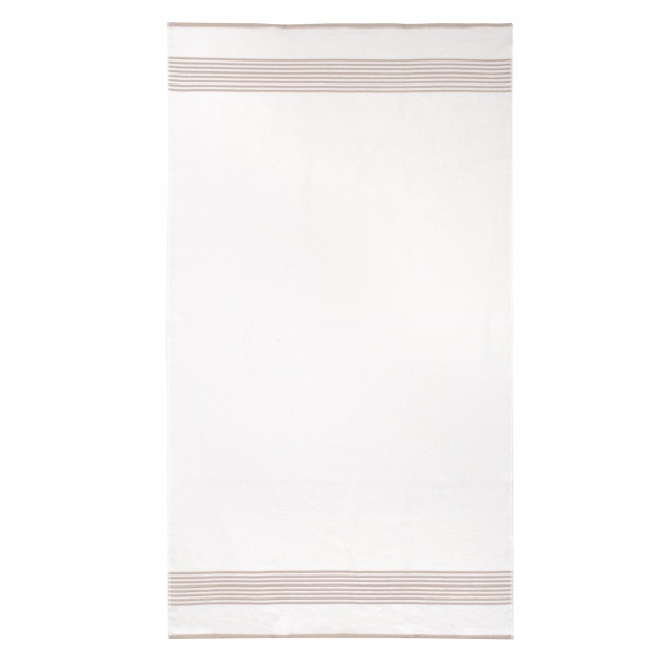 Рушник пляжний Смуги 90x160 см білий/ бежевий 