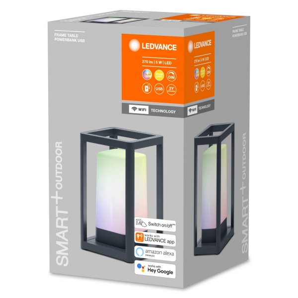 Настільна лампа Ledvance Smart+ Wifi Outdoor Tableframe Powerbank 5 Вт темно-сірий 