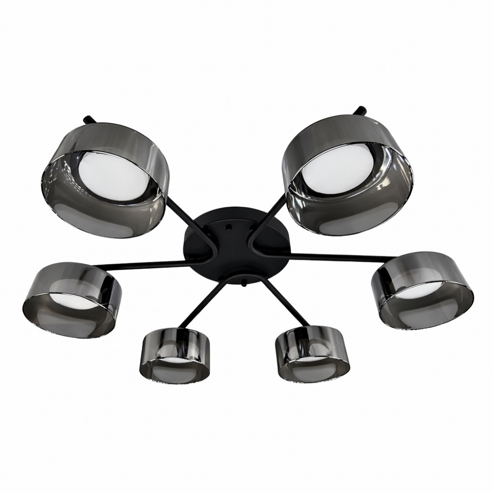 Люстра стельова LIGHT SET DUSHA MS228 6x12 Вт GX53 чорний/димчатий