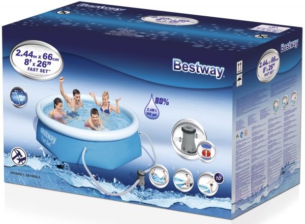 Басейн надувний Bestway з фільтр-насосом 244х66 см