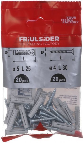 Дюбель универсальный с универсальным шурупом 5x25 мм 20 шт. Friulsider
