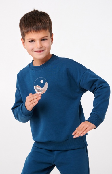 Толстовка для мальчика Smil р.128 синий/зеленый 116548 