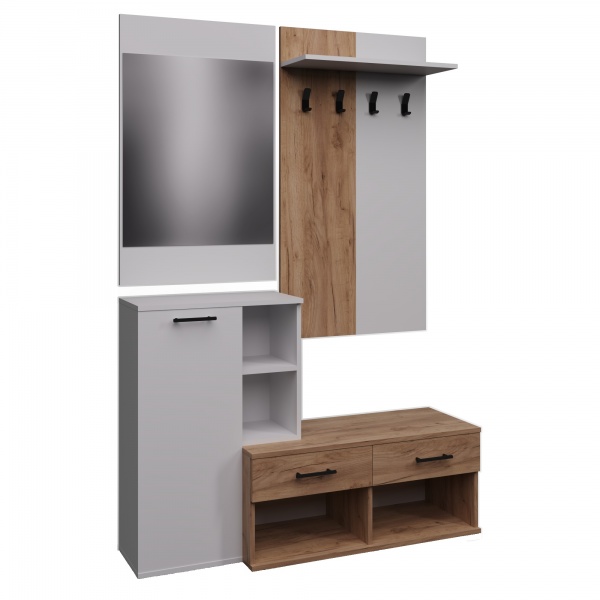 Передпокій з дзеркалом Visent Твінс 1400х400х2100 мм дуб крафт золотий/білий 