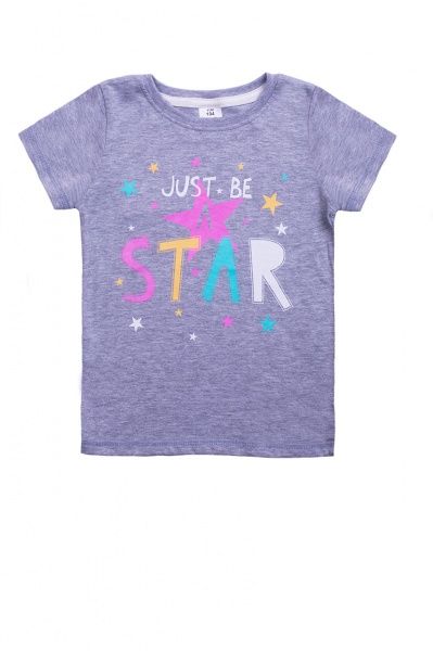 Футболка для дівчаток Luna Kids з принтом Star р.98 сірий меланж 