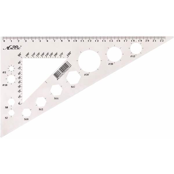 Треугольник 22 см с транспортиром Атлас