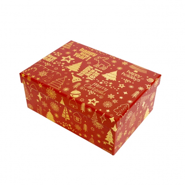 Коробка подарочная прямоугольная с елками 21х15 см 1110231202