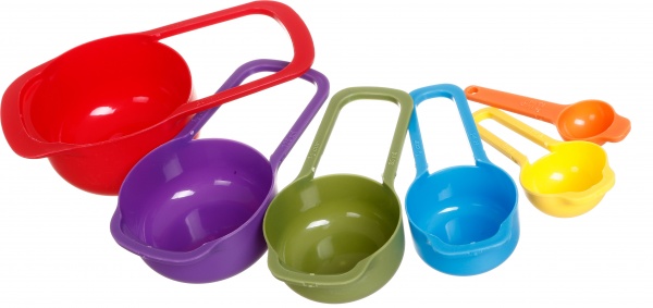 Набор мерных ложек пластик цветные 6 шт