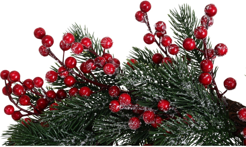 Вінок хвойний з ягідками густий засніжений d500 мм RS1H832-50