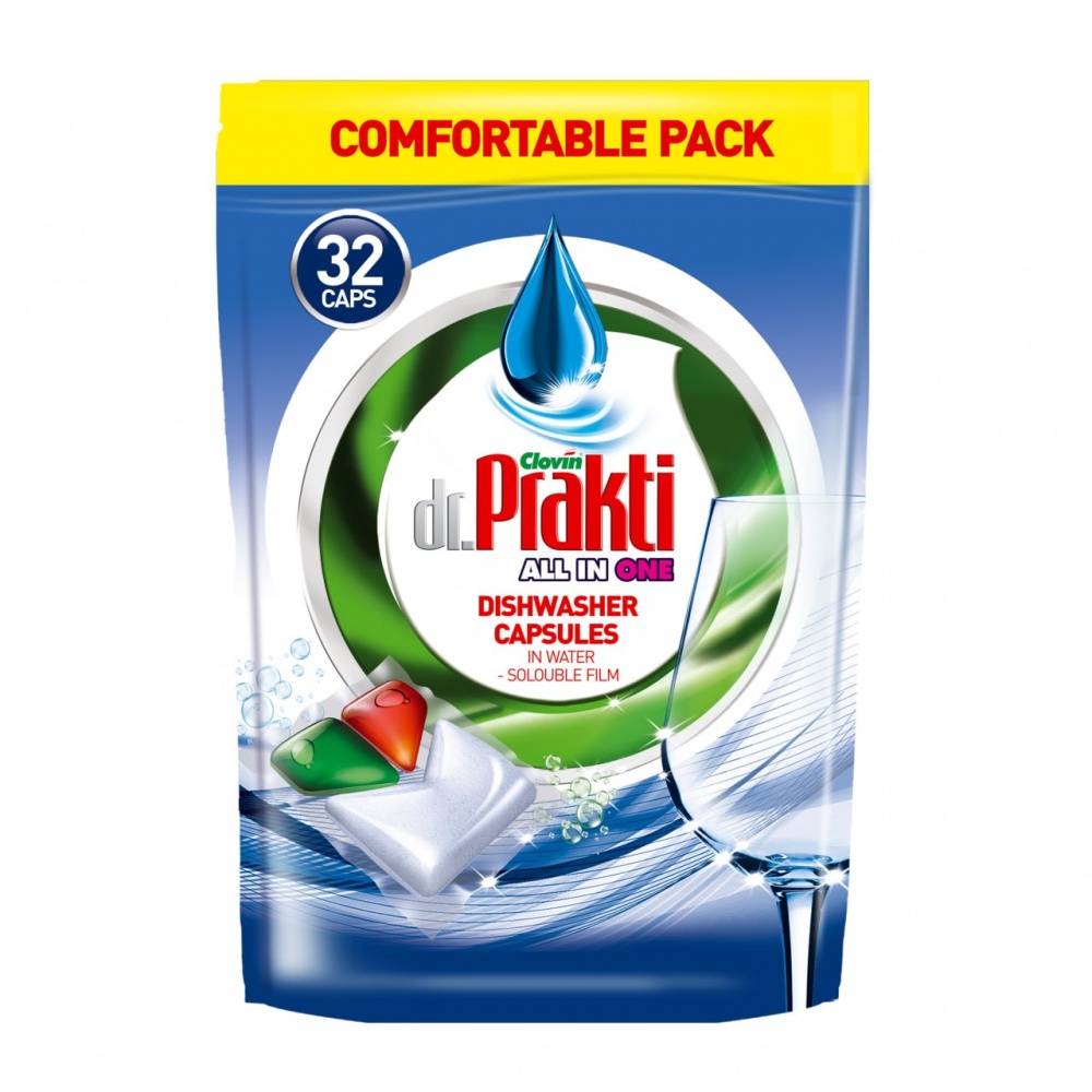Капсулы для посудомоечных машин Dr.PRAKTI All in 1 32 шт.