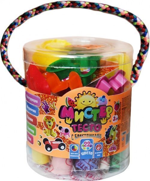 Набор теста для лепки Strateg Мистер тесто 22 цвета с блестками 71103