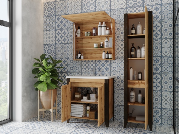 Зеркальный шкаф ЮВЕНТА Queen- 65 дуб Вотан 