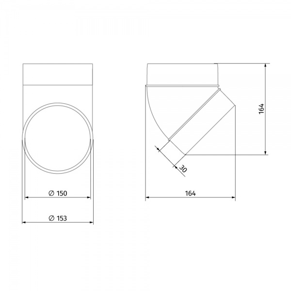 Колено 45° 323-45 d 150