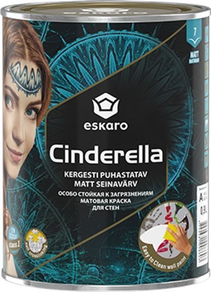 Фарба акрилова Eskaro Cinderella шовковистий мат білий 0.9л