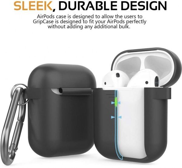 Чехол для наушников Promate GripCase для Apple AirPods black (gripcase.black) 
