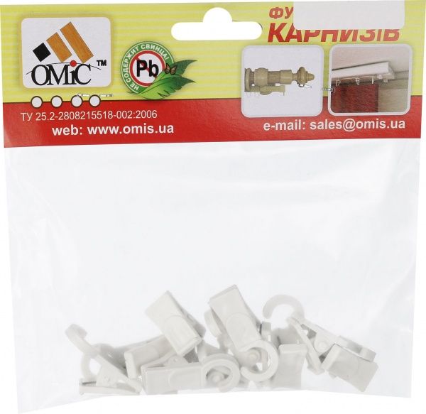 Прищепка з крючком 10 шт. ОМиС наборной белый 