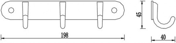 Планка с крючками Aqua Rodos Gloria 8055-3